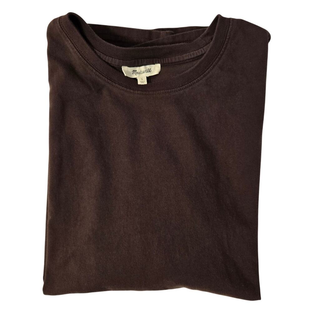 Madewell Minimalist Faded Dark Brown Crewneck T‑Shirt Relaxed Boxy Fit Women’s L - Picture 5 of 8